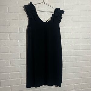 entro Black Ruffle Strap Mini Dress